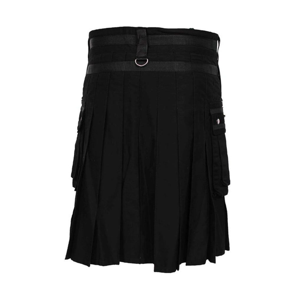 house-of-scotland-black-deluxe-utility-kilt-heavy-cotton-with-chain-back