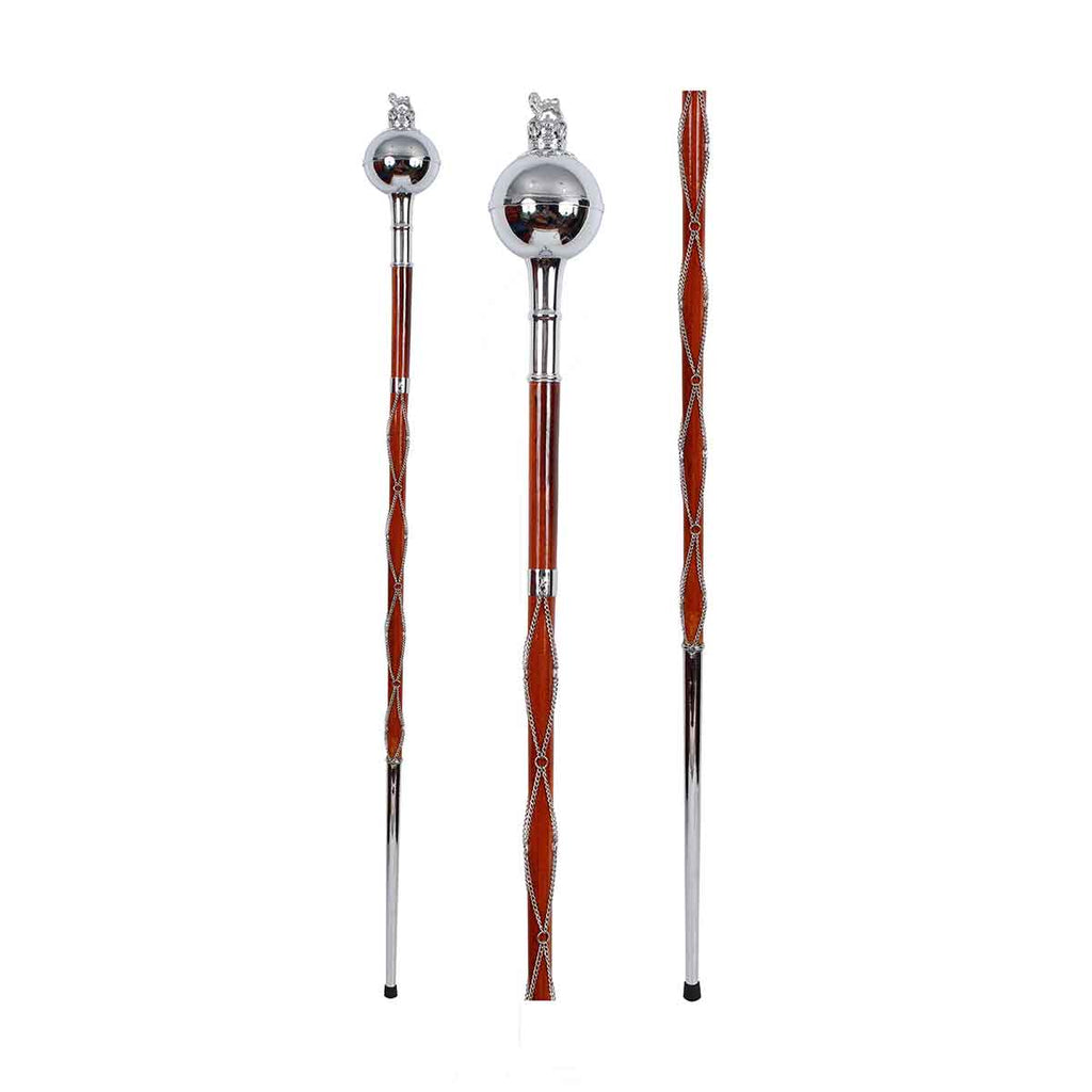 Drum Major Mace or Stave Chrome Flat Head Lion And Crown Top