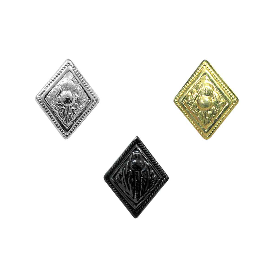 Kite Shape Thistle Flower Buttons 12 Pieces - House Of Scotland