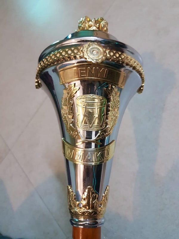 Custom Made Drum Major Mace or Stave With Scrolls And Crown Top