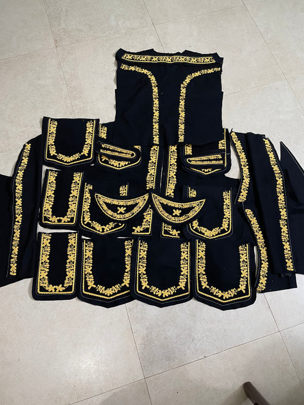 Hand Embroidered Piper or Drummer Doublet Gold Bullion