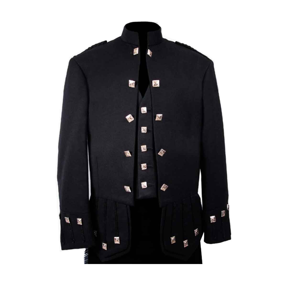 Sheriffmuir Doublet Black Blazer Wool With Vest - House Of Scotland