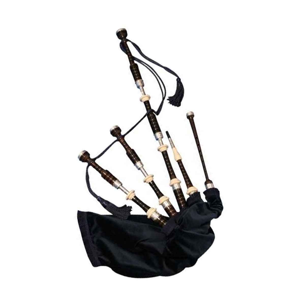 African Blackwood Highland Bagpipe Plain Ferrules Plastic Mounts - House Of Scotland