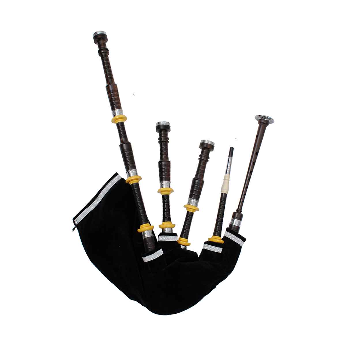 African Blackwood Highland Bagpipe Thistle Engraved Ferrules Imitation Ivory Projecting Mounts - House Of Scotland