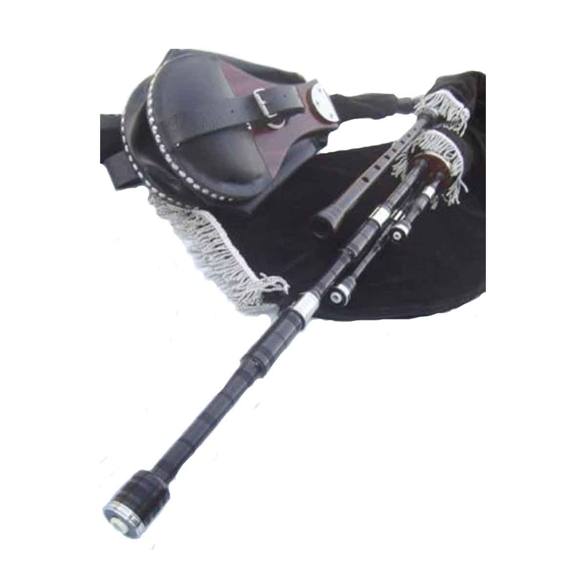 African Black Wood Lowland Border Pipes With Bellows Set - House Of Scotland