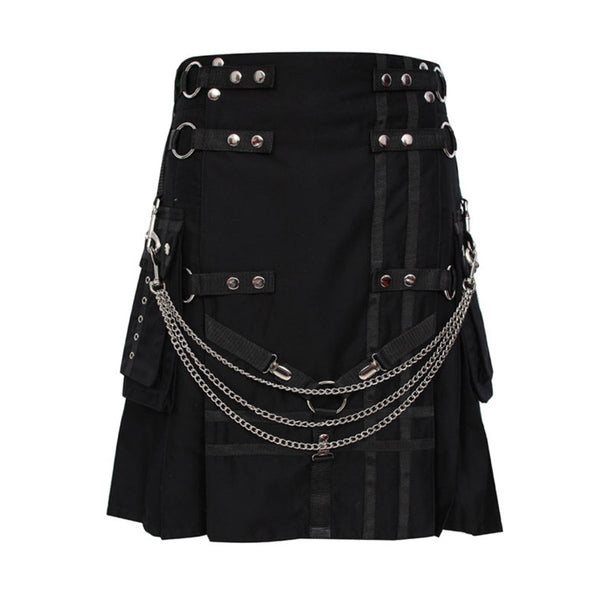 house-of-scotland-black-deluxe-utility-kilt-heavy-cotton-with-chain