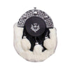 Black or Brown Grained Leather Celtic Sporran White Rabbit Fur Thistle Badge
