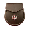 Black or Brown Grained Leather Sporran With Thistle Flower Badge