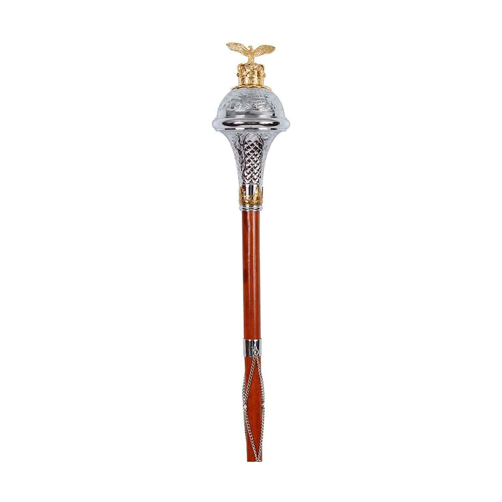 Drum Major Mace or Stave Chrome Embossed Head with Gold Eagle Top - House Of Scotland