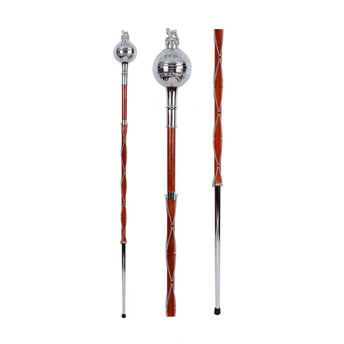 Drum Major Mace or Stave Embossed Ball Head Lion And Crown Top - House Of Scotland