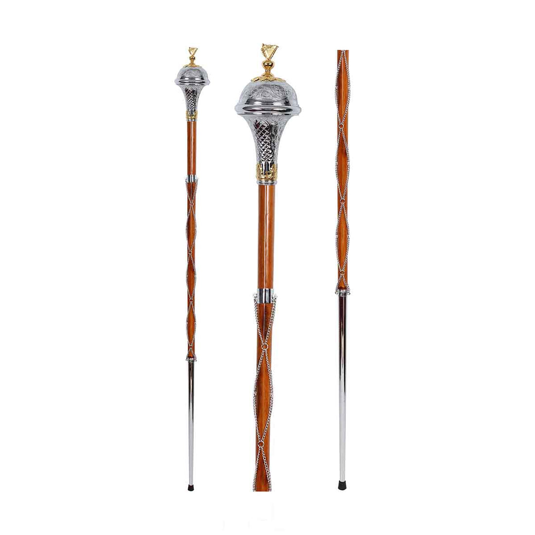 Drum Major Mace or Stave Embossed Head Gold Plated Irish Harp Top - House Of Scotland