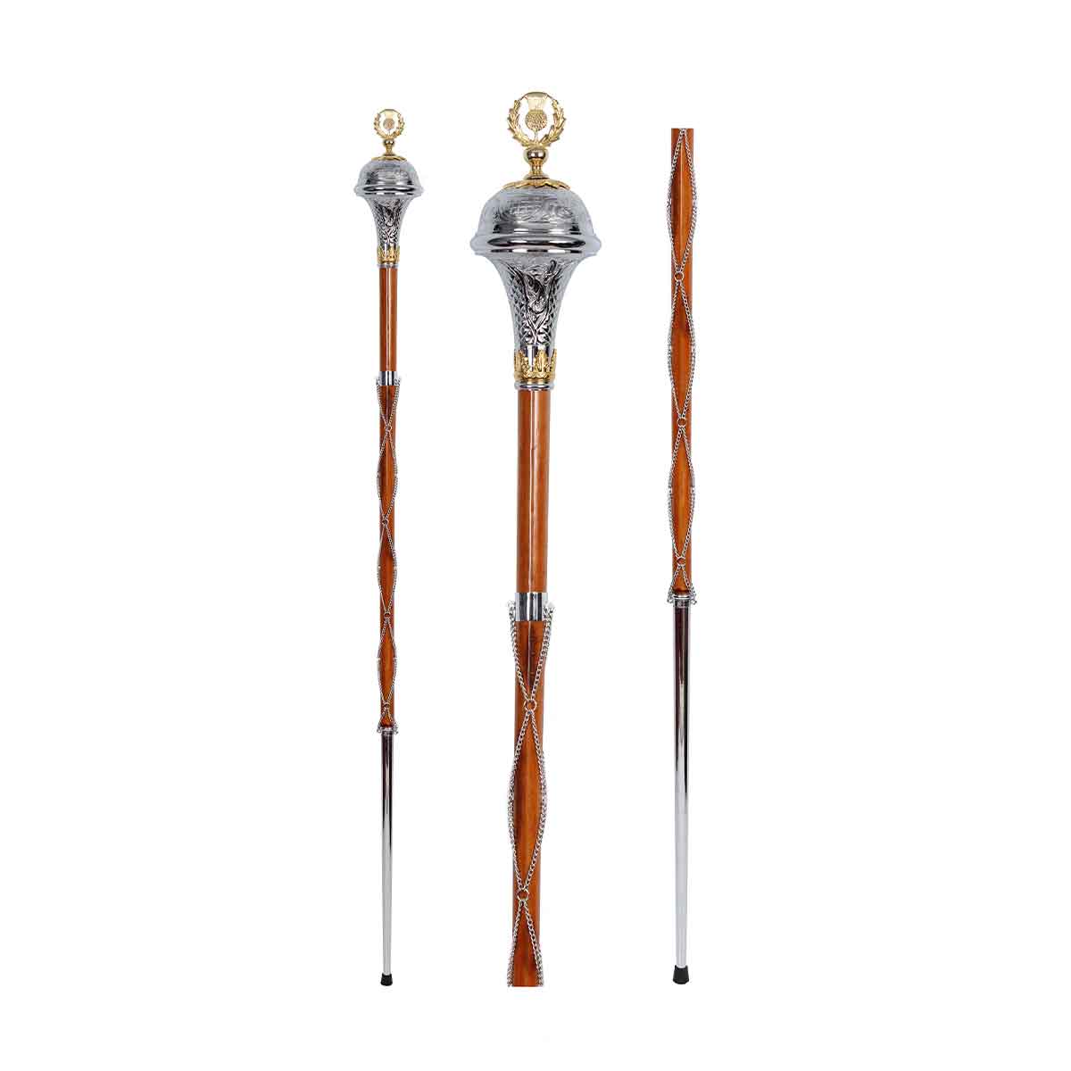 Drum Major Mace or Stave Plain Chrome Ball Head Lion And Crown Top ...