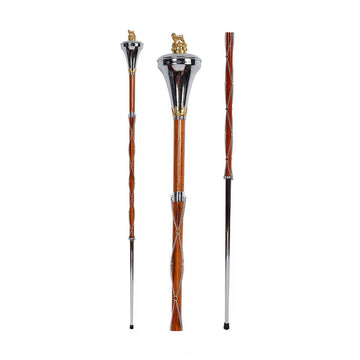 Drum Major Mace or Stave Chrome Flat Head Gold Lion And Crown Top - House Of Scotland