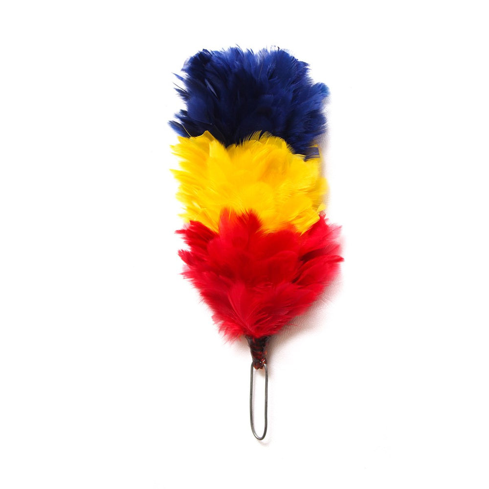 Feather Hackle Navy Blue Yellow Red 4 Inches