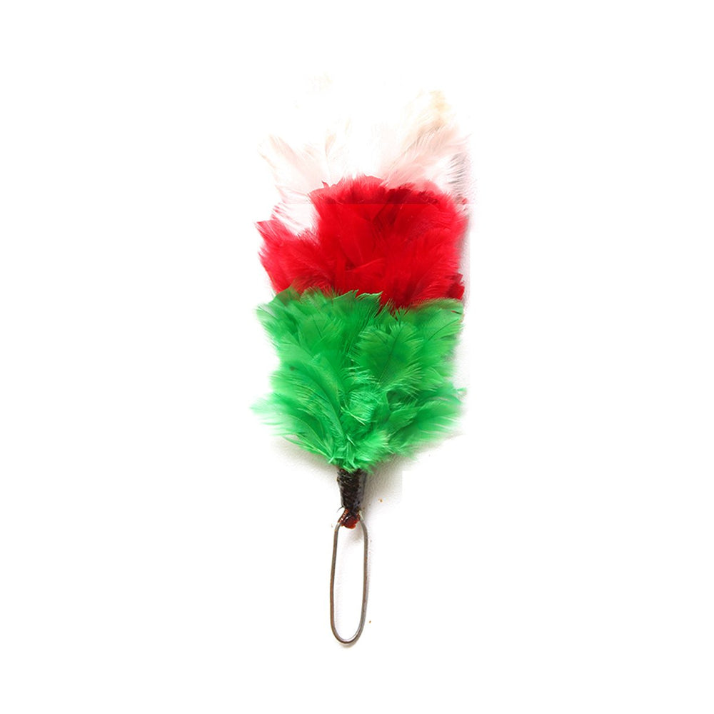 Feather Hackle White Red Green 4 Inches