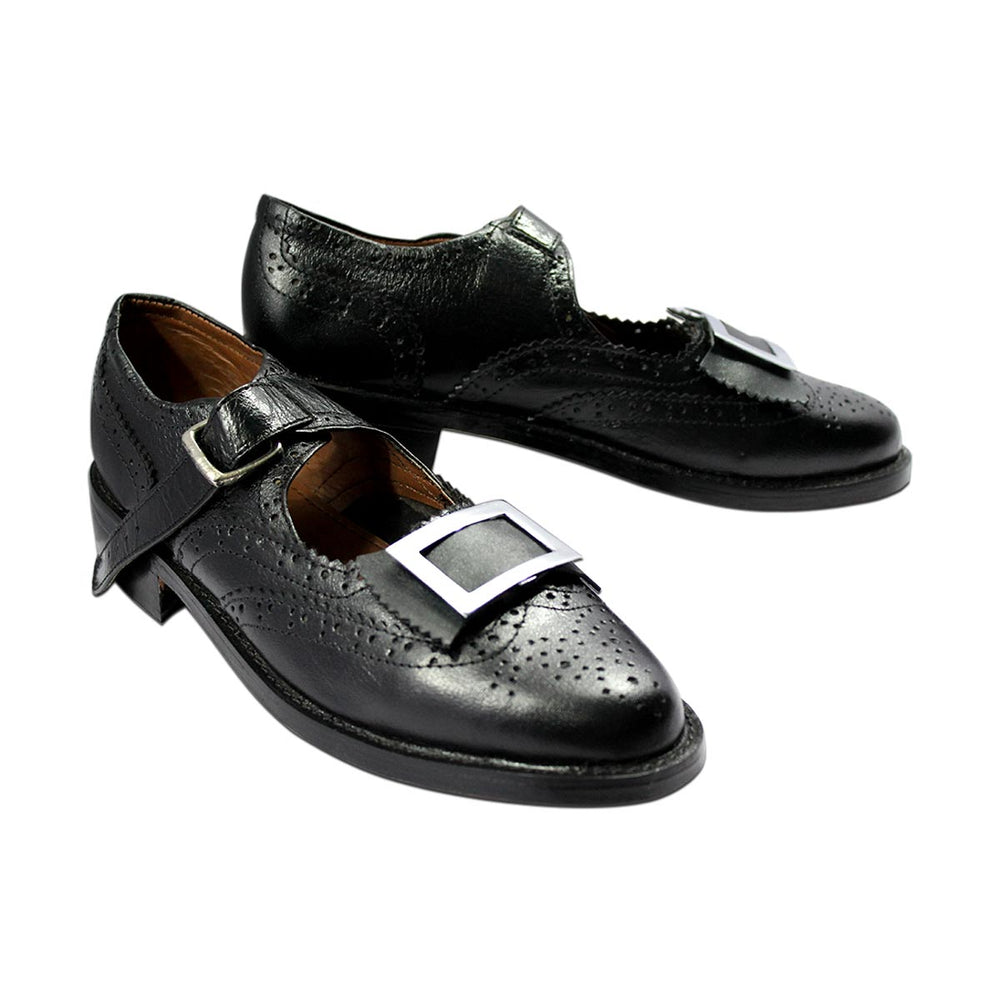 Scottish Ghillie Brogue Shoes Genuine or Patent Leather With Buckles