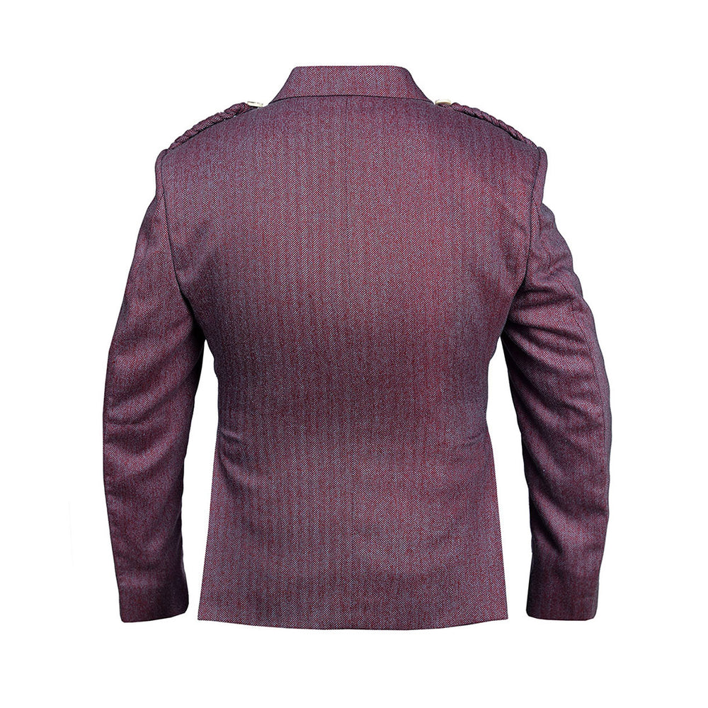 Maroon Tweed Argyll Jacket And Vest