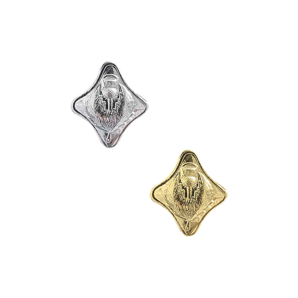 Thistle Flower Buttons Diamond Shape 12 Pieces - House Of Scotland