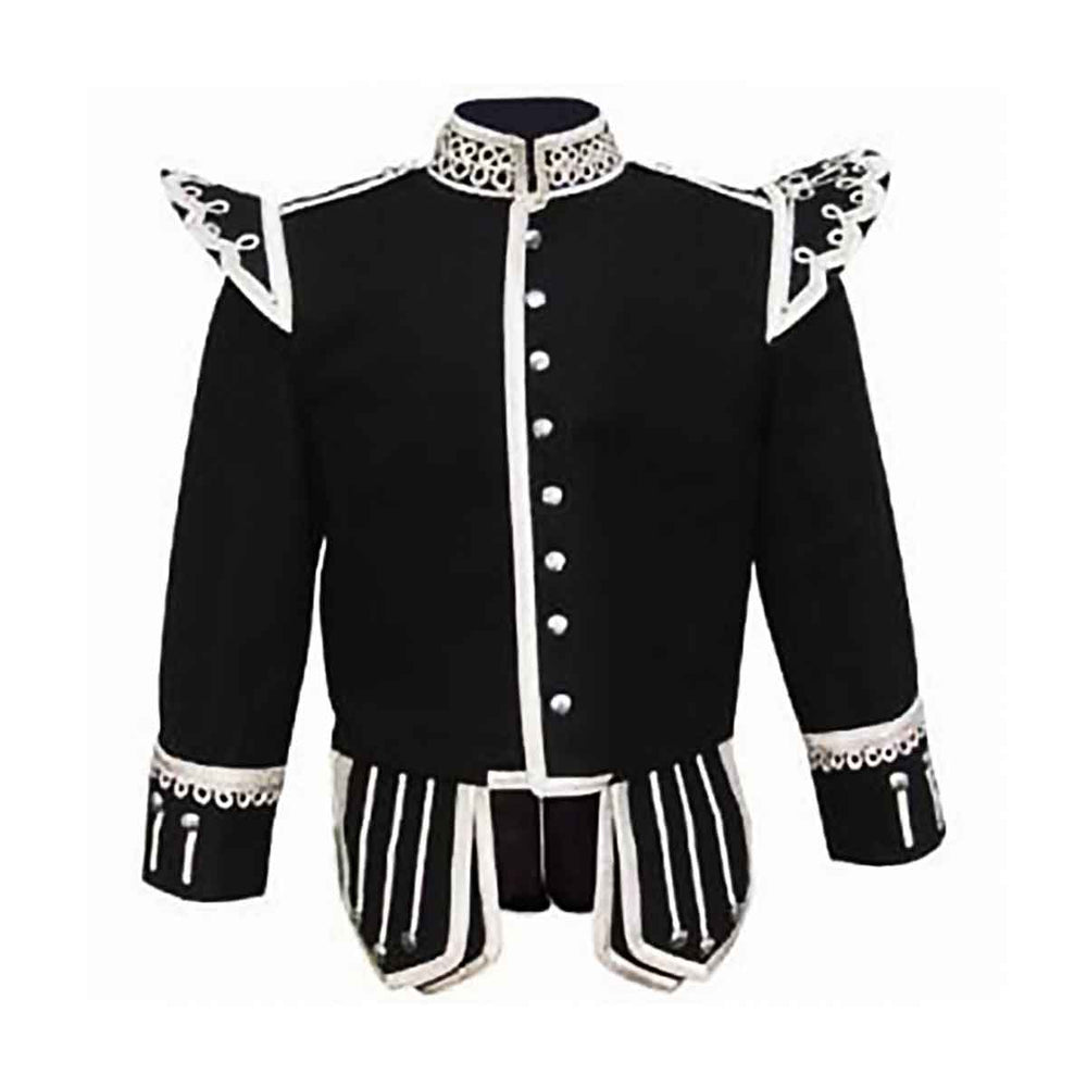 Fancy Black Doublet With Silver Braid And White Piping