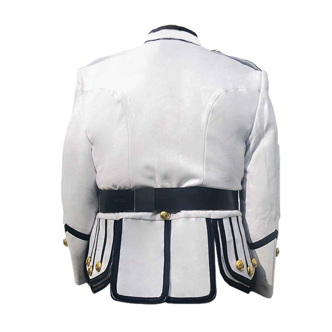 White Doublet Blazer Wool With Black Braid And Trim - House Of Scotland
