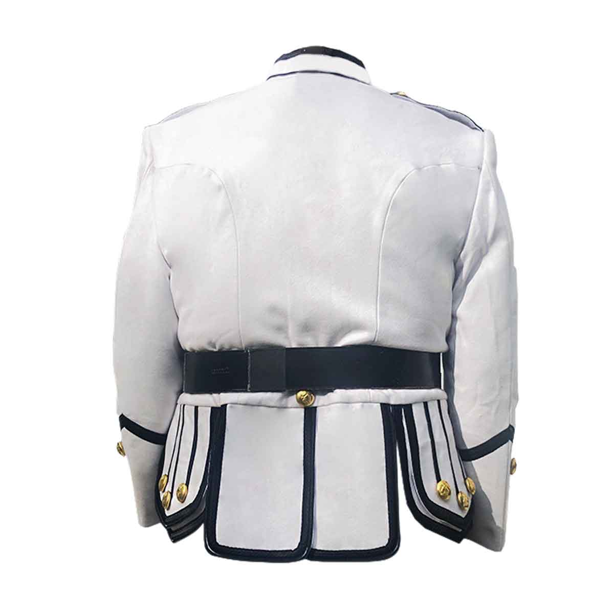 White Doublet Blazer Wool With Black Braid And Trim - House Of Scotland