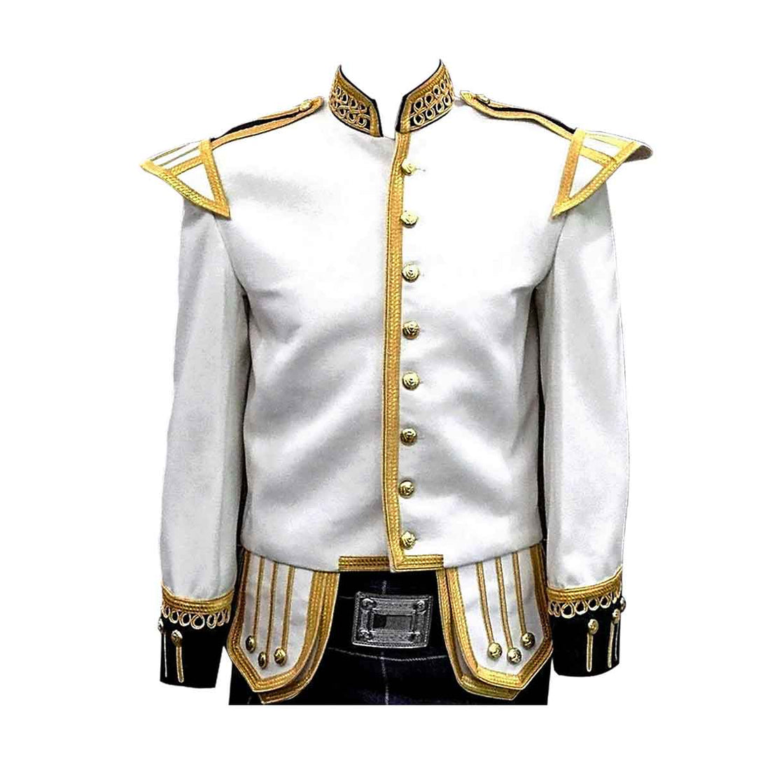 White Doublet Fancy With Gold Braid And Trim - House Of Scotland