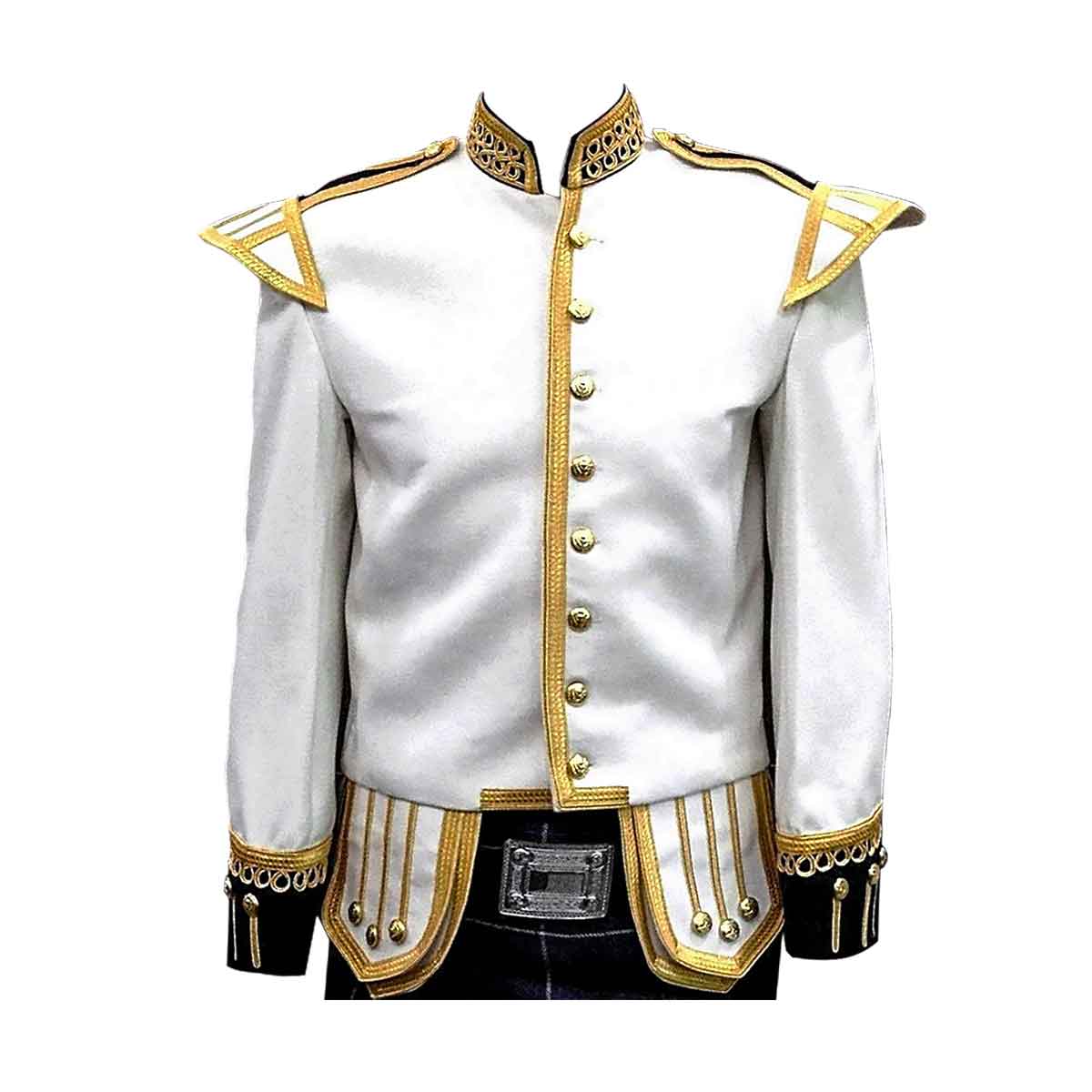 White Doublet Fancy With Gold Braid And Trim - House Of Scotland