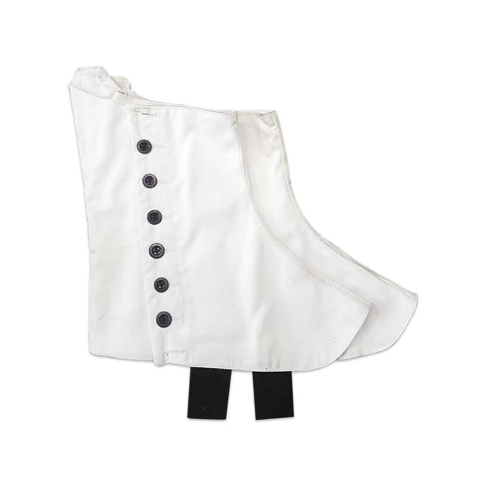 Piper And Drummer White Cotton Spats With Black Buttons