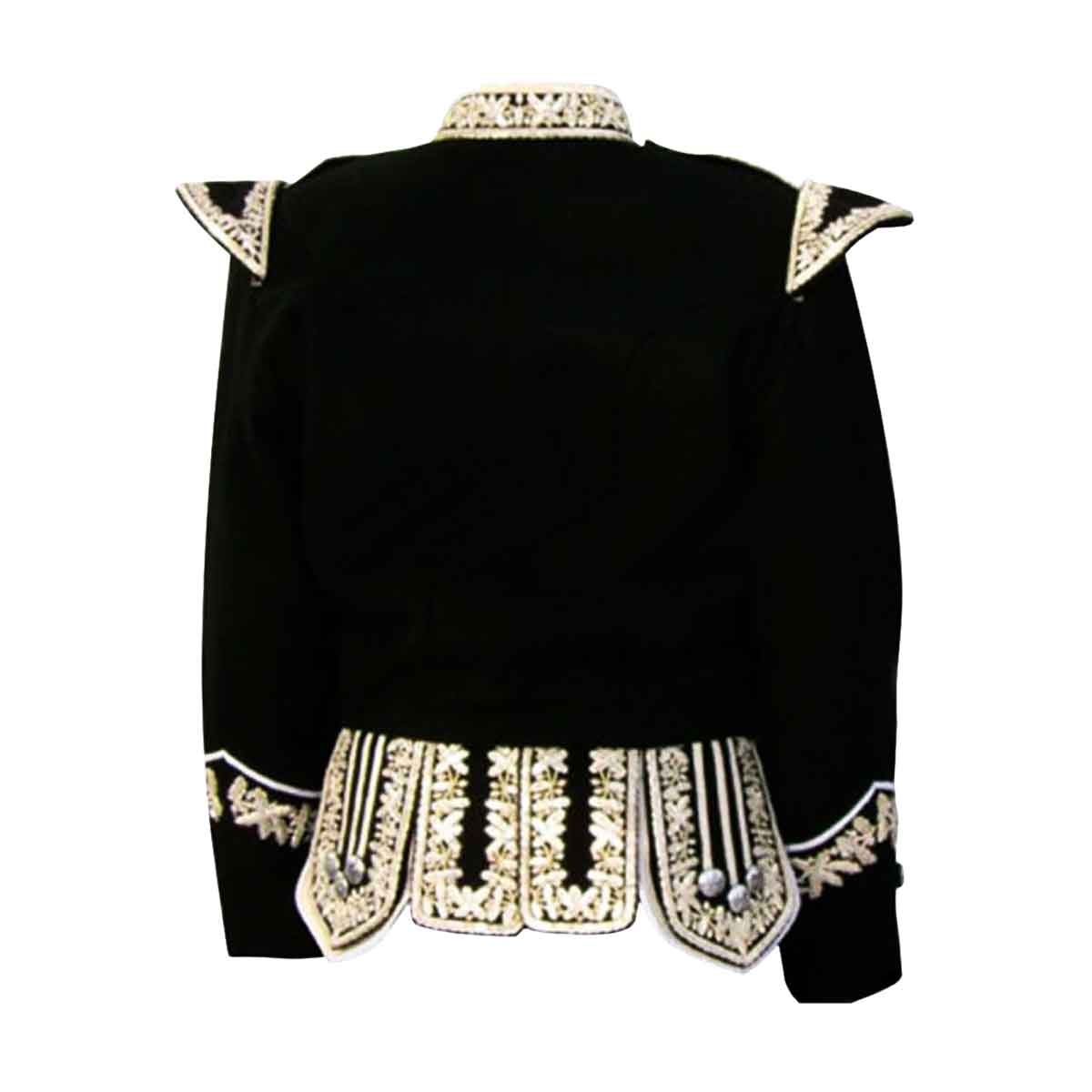 Hand Embroidered Piper or Drummer Doublet Silver Bullion - House Of Scotland