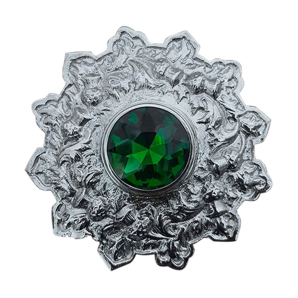 Plaid Brooch Green Stone Star Style - House Of Scotland