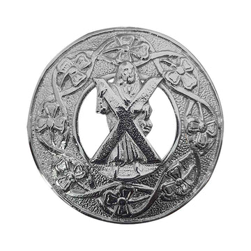 Plaid Brooch Saint Andrew Round Irish Shamrock - House Of Scotland