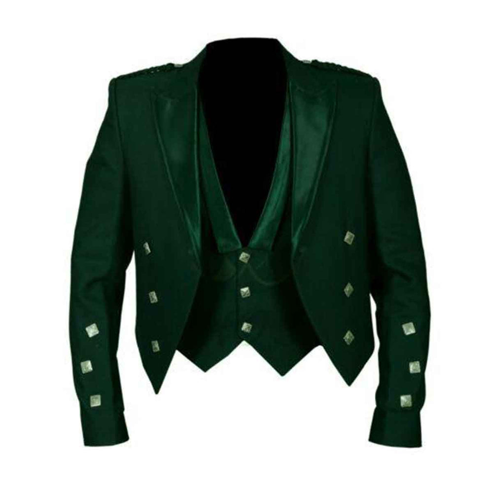 Prince Charlie Jacket With Vest Green Color