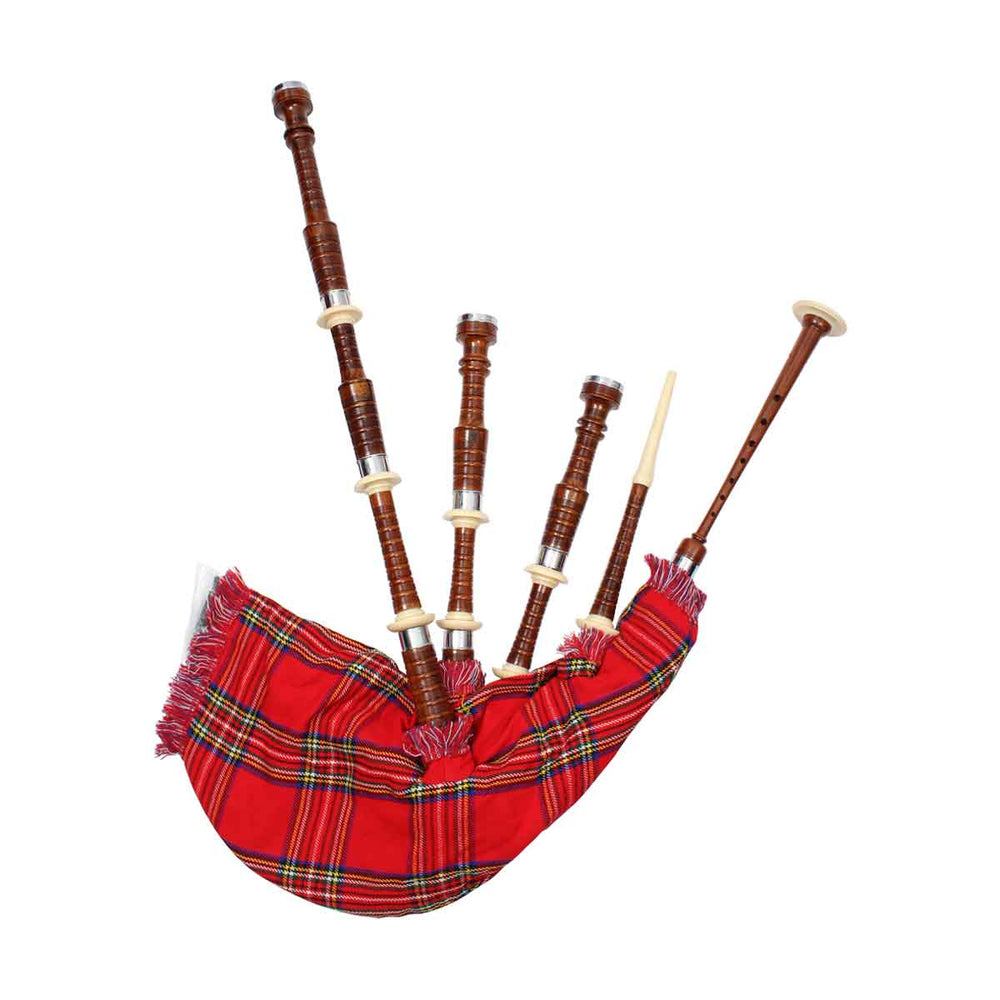 Rosewood Highland Bagpipe Natural Finish Combed And Beaded