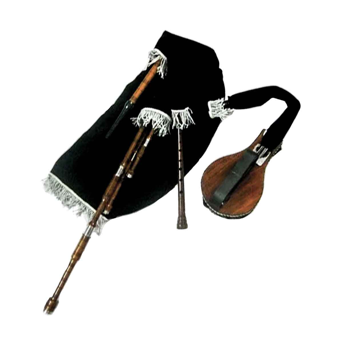 Rosewood Lowland Border Pipes Natural Finish with Bellows Set - House Of Scotland