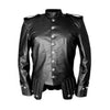 Winter Doublet black leather With Button Closure Front